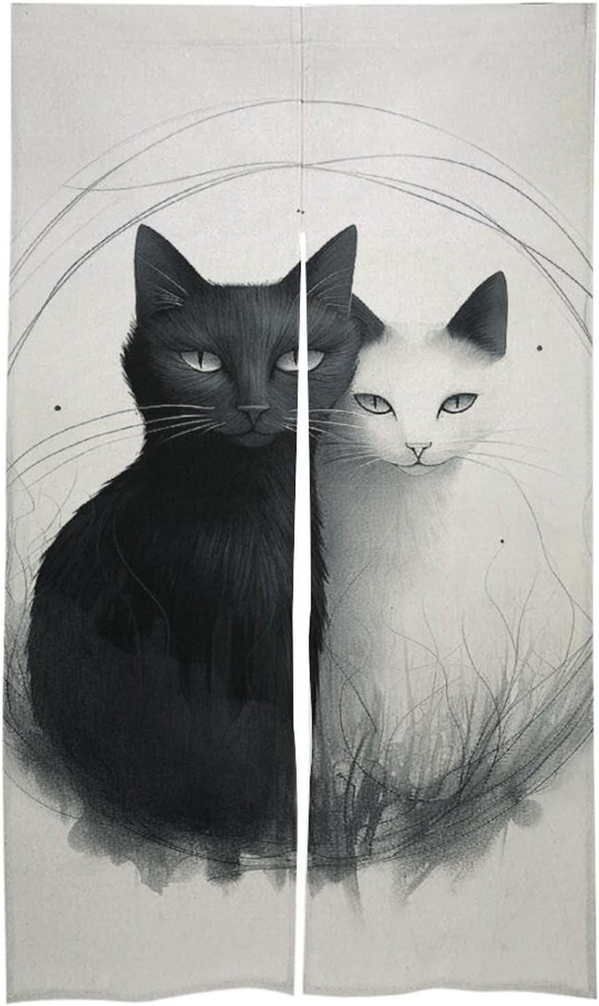 Two Cats Hugging Door Curtain 17x57 Inch Blackout Privacy Partition