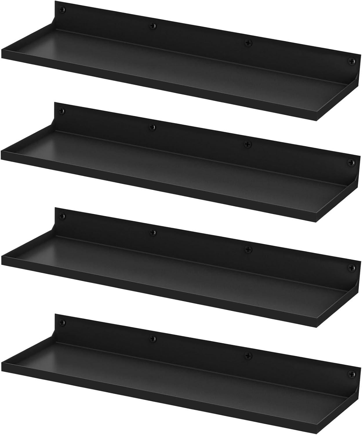 PEKGRIL 4 Pack Black Floating Metal Shelves Wall Mount 17x6 Inch