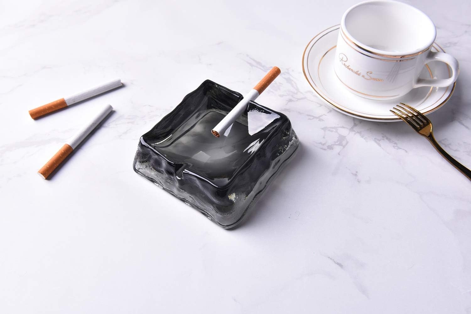 Dark Grey Ceramic Ashtray with Modern Design