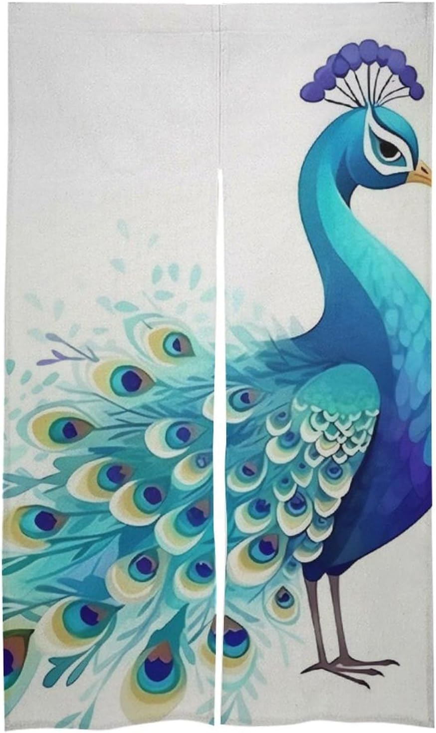 Cartoon Blue Peacock Door Curtain Panel 17x57 Inch Split Door Divider