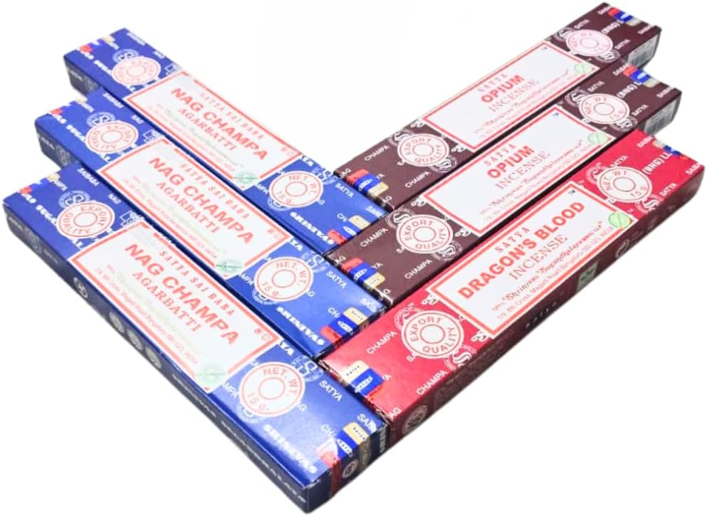 Satya Incense Holder with 3 Fragrance Variety Pack of 90 Sticks