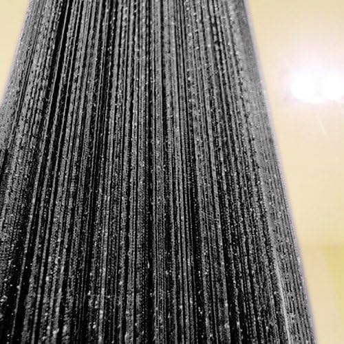 Topixdeals Black Curtain with Silver Ribbon Strip Tassel