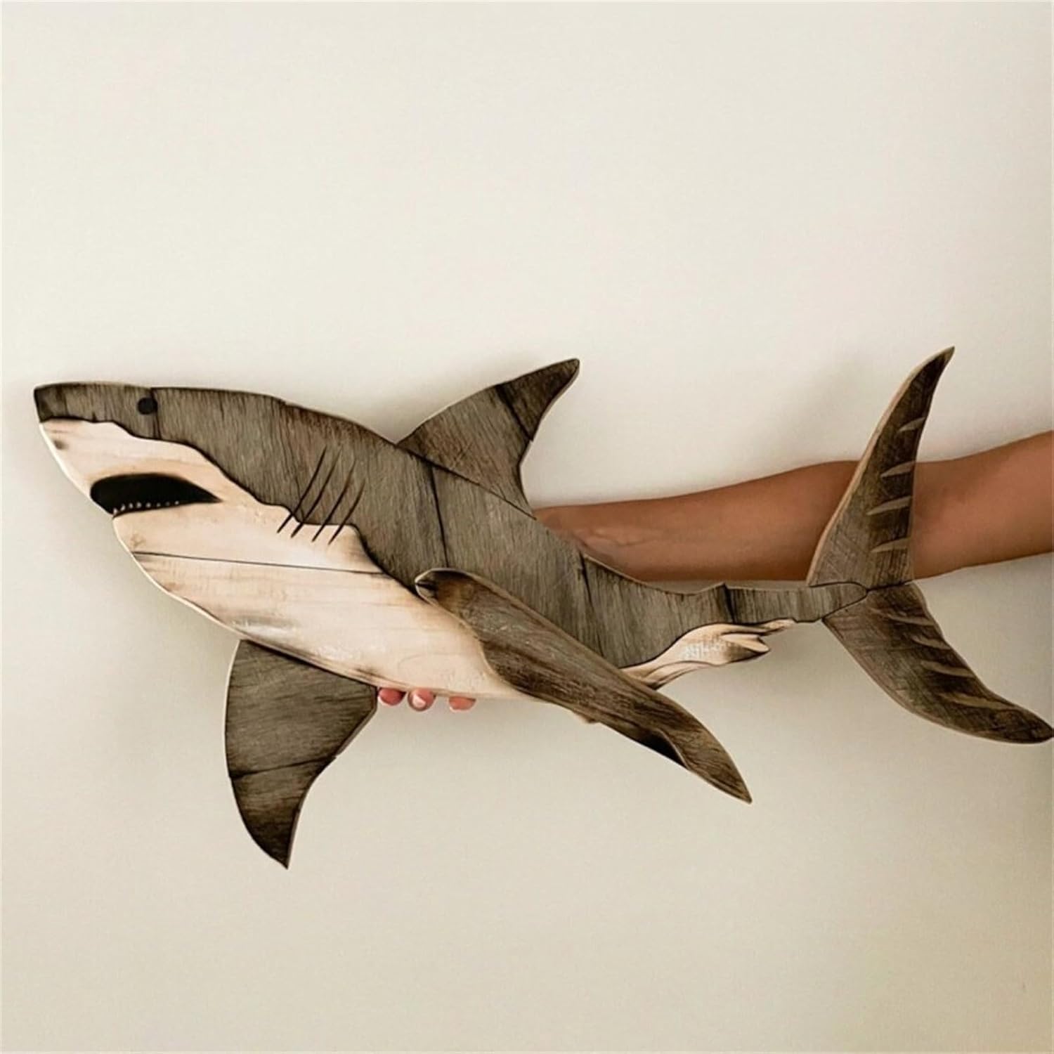 Wood Shark Wall Art Decor for Home Ocean Theme