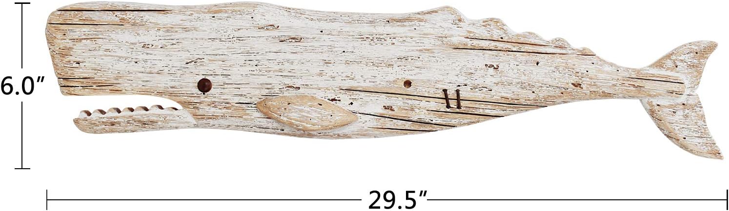 K KILIPES Wooden Whale Wall Hanging Nautical Decor