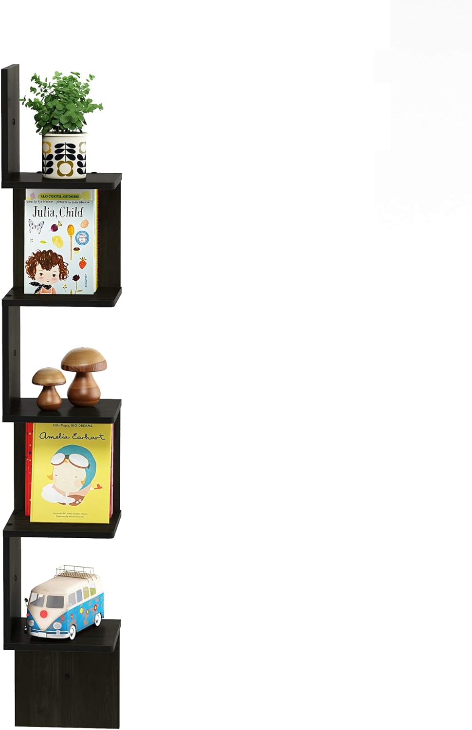 Furinno Rossi Wall Mount Floating Corner Shelf 5-Tier Espresso