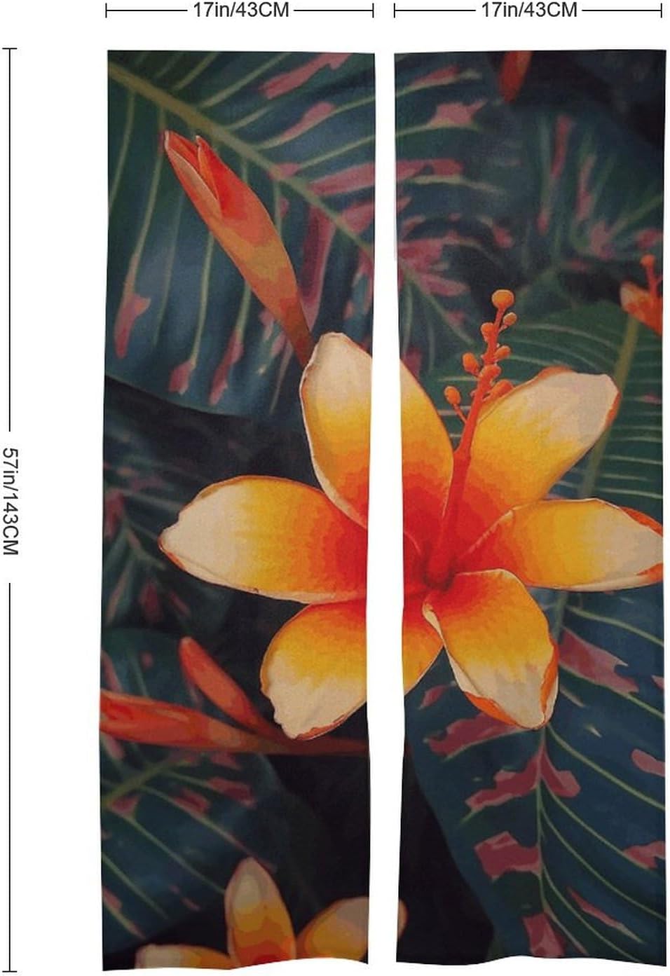 Hawaii Tropical Flower Door Curtain Panel 17x57 Inch