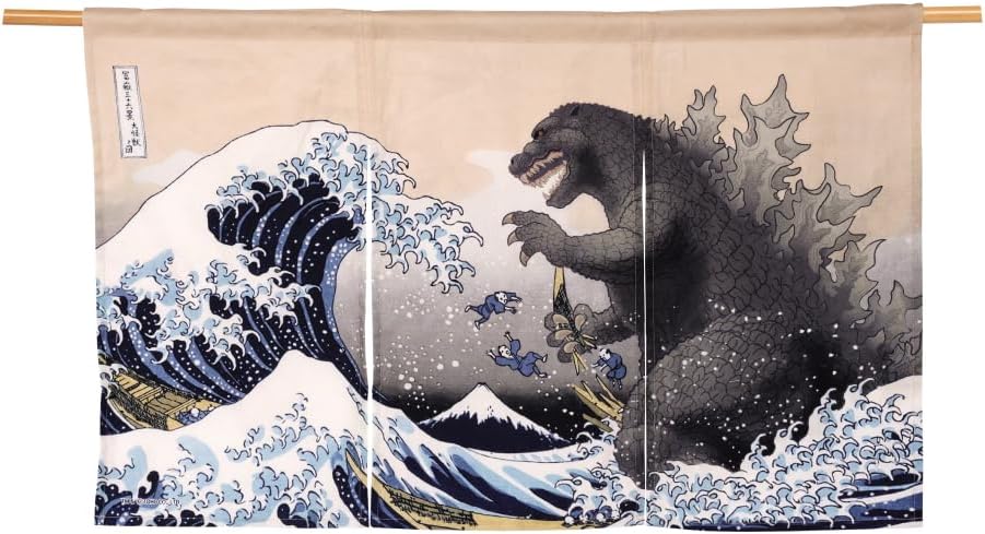 Godzilla Noren Curtain Tapestry 36 Views of Mt Fuji Hokusai