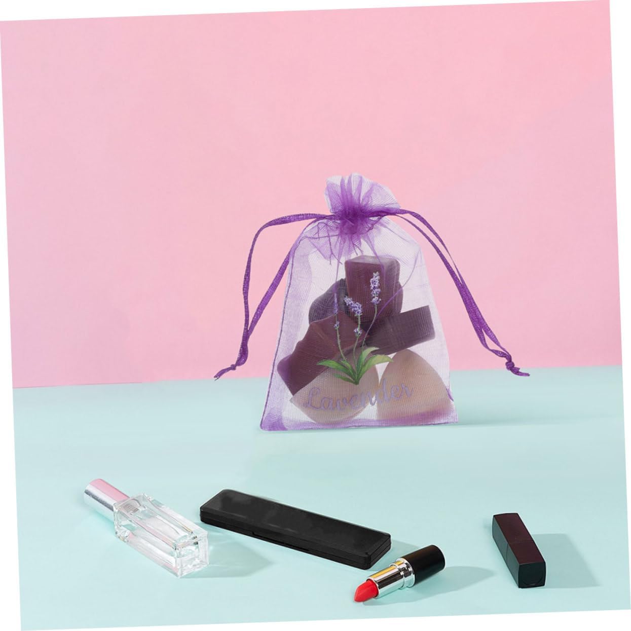 PRETYZOOM 20pcs Lavender Scented Drawstring Mesh Pouches