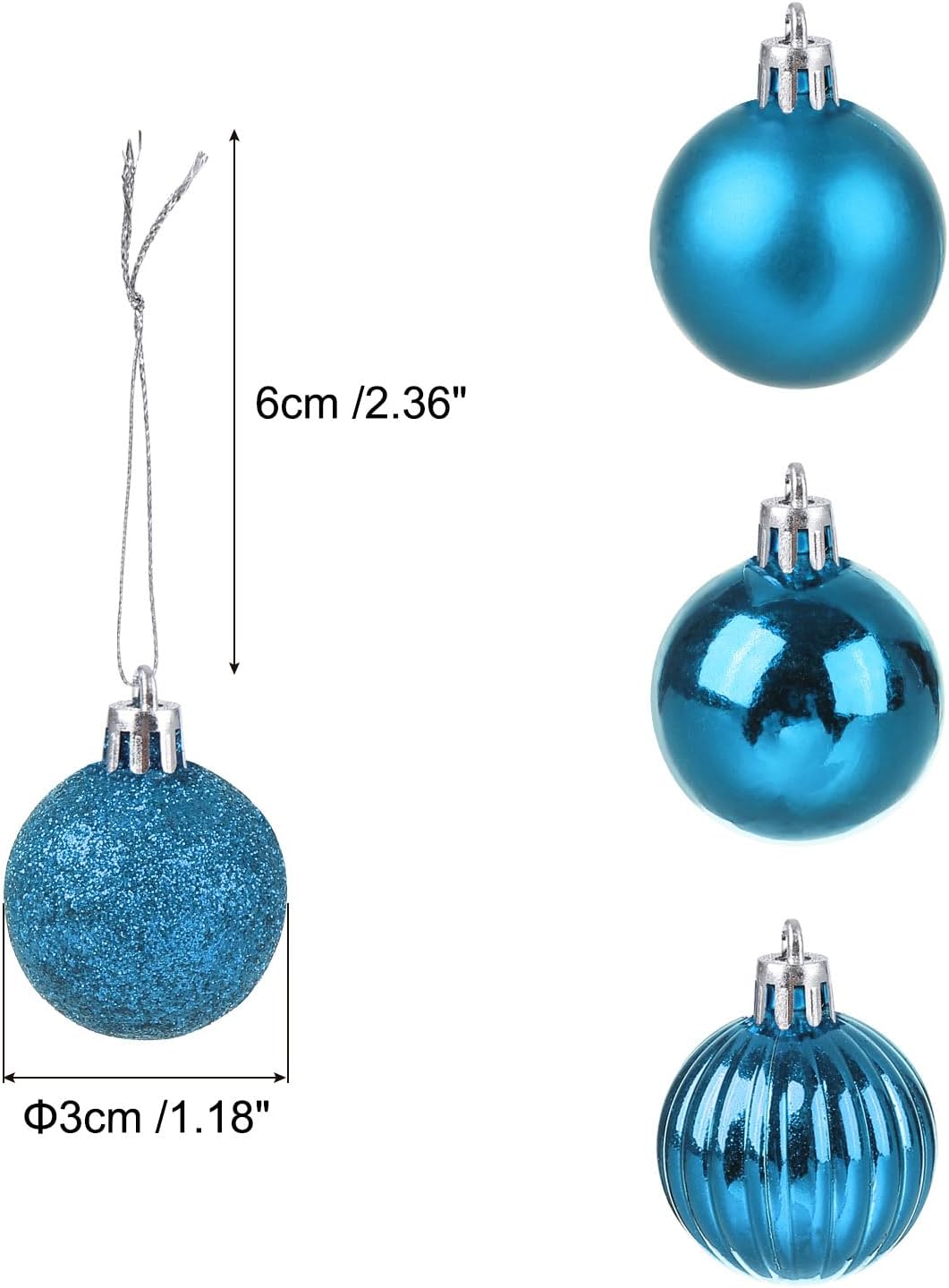 Uxcell 24Pcs Lake Blue 118 Christmas Balls Ornaments