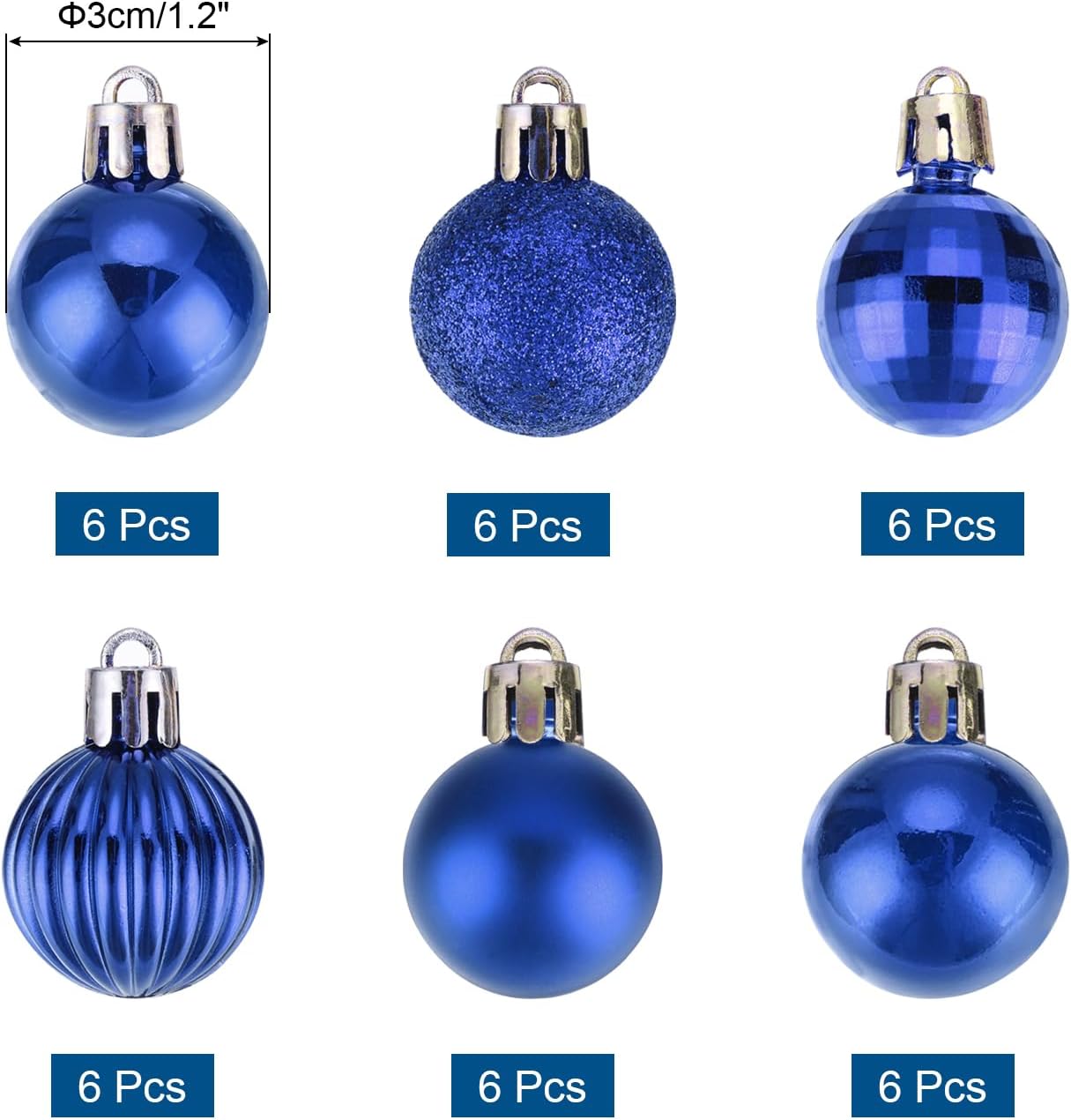 MECCANIXITY Light Blue Christmas Tree Balls 36Pcs