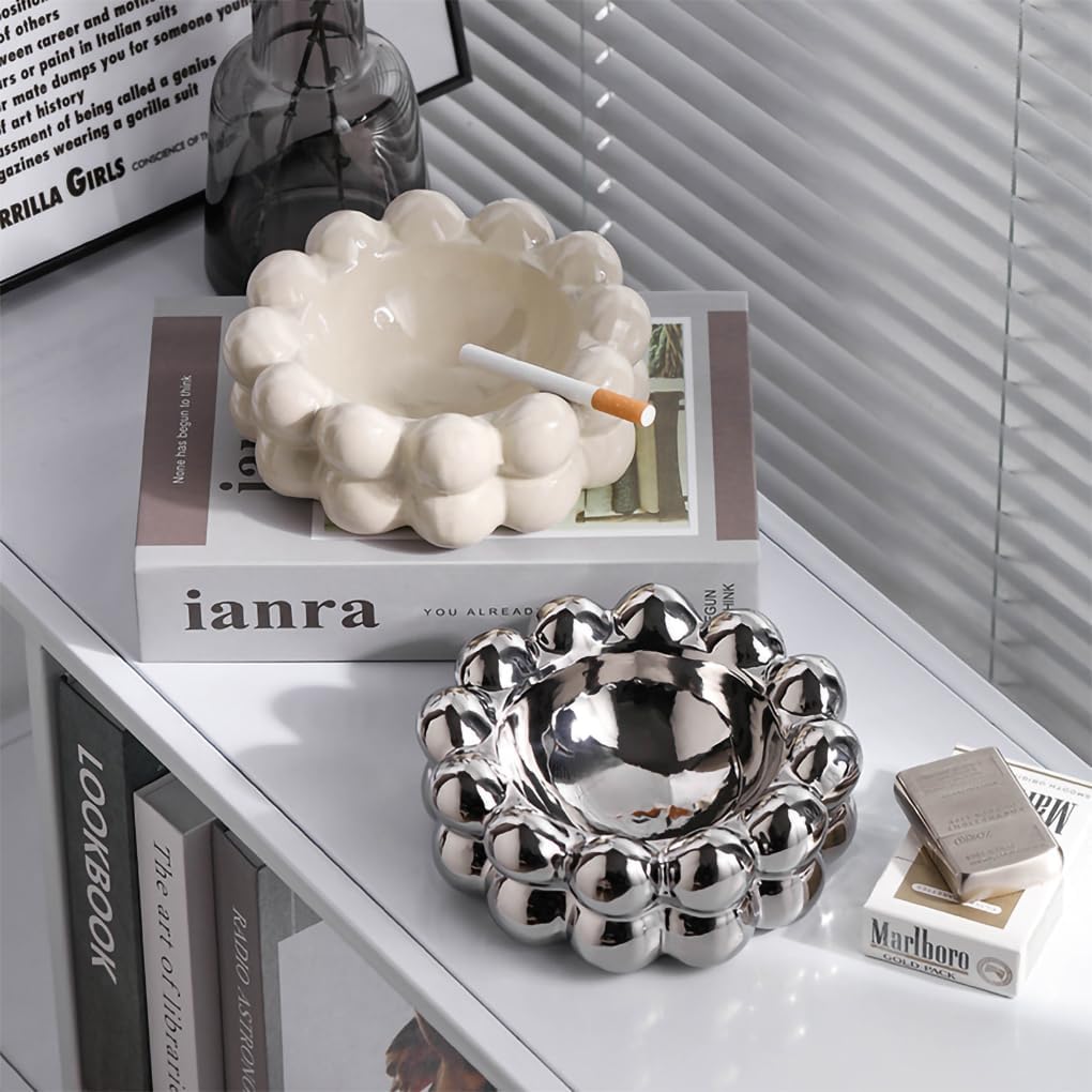 WAIT FLY Creative Bubble Ceramic Ashtray Silver