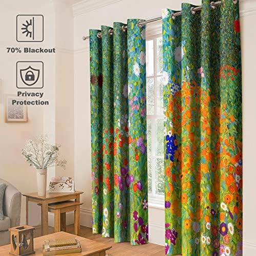 Jekeno Blackout Curtains with Flower Design 2 Panel Set