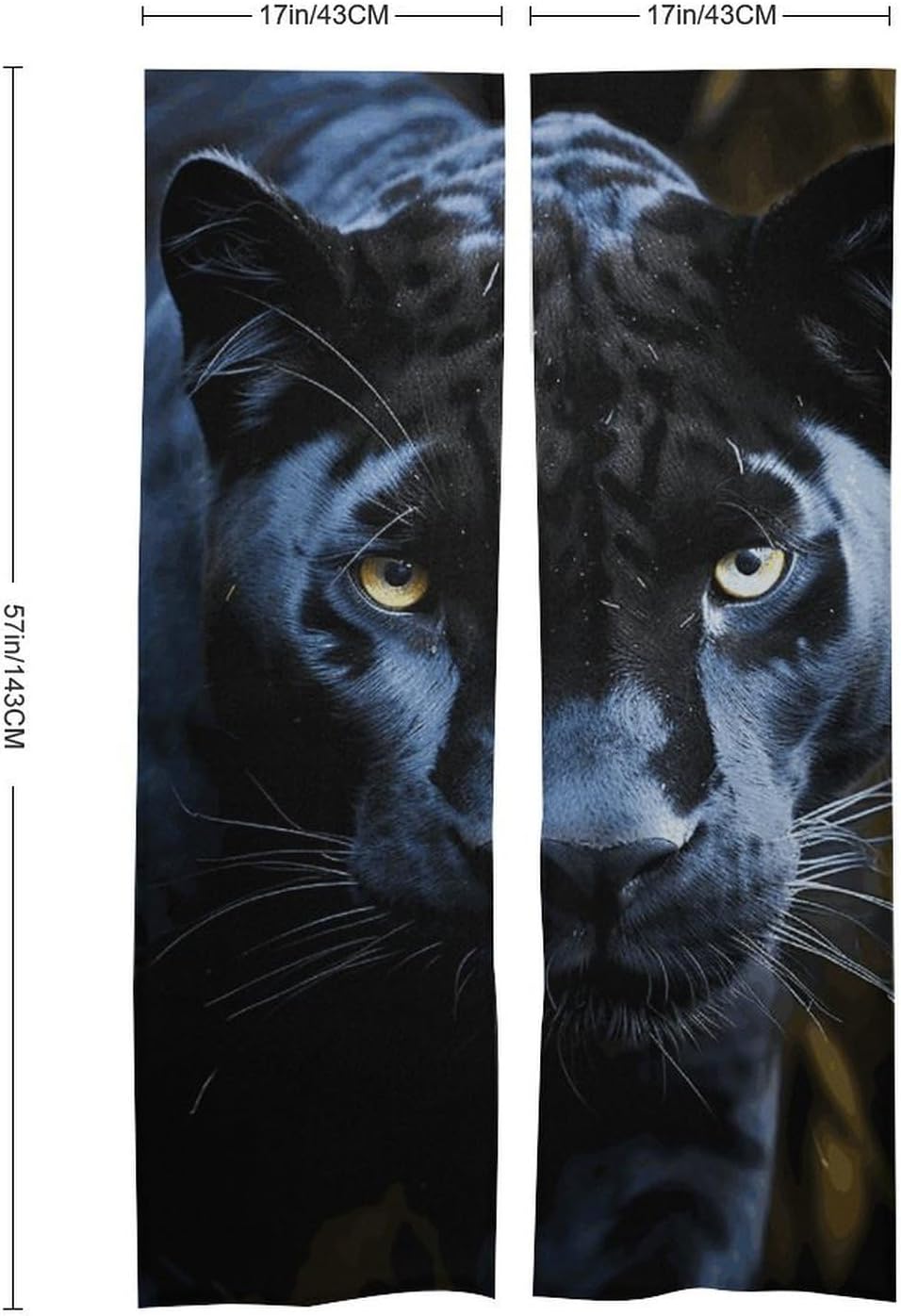 Panther Door Curtain with Blue Eyes 57 X 17 Inches