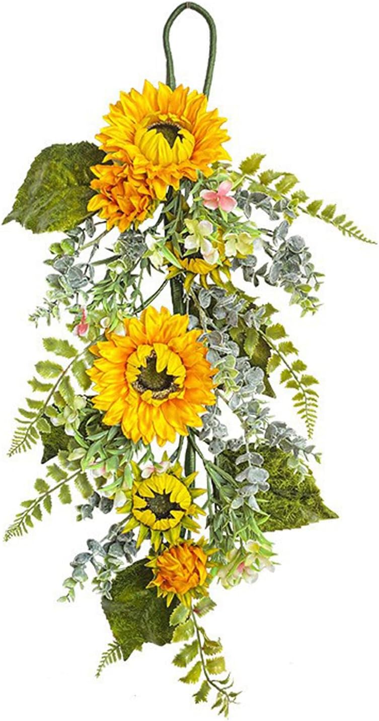 2755 Inch Artificial Yellow Sunflower Wall Hanging Wreath