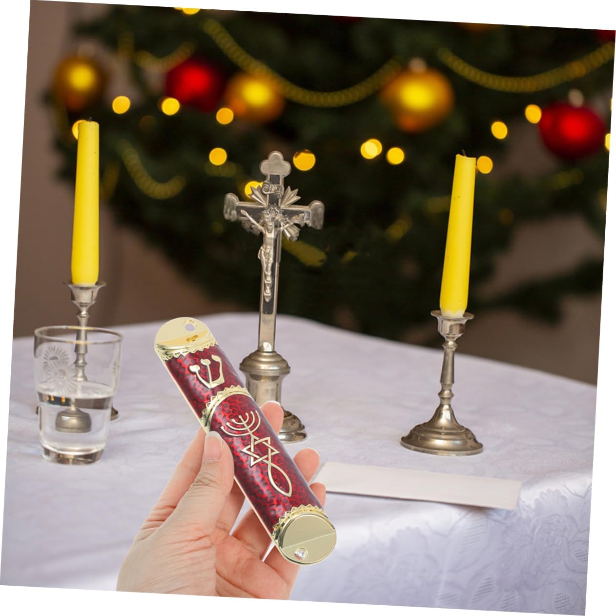 2 Sets Elegant Metal Mezuzah Case with Scroll