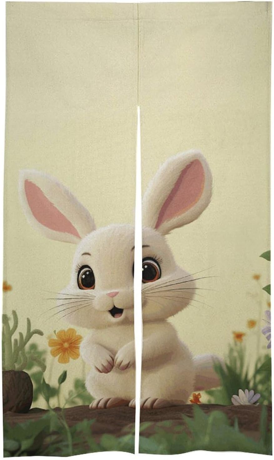 Cute Bunny Door Curtain Split 17x57 Inch Blackout Panel Divider