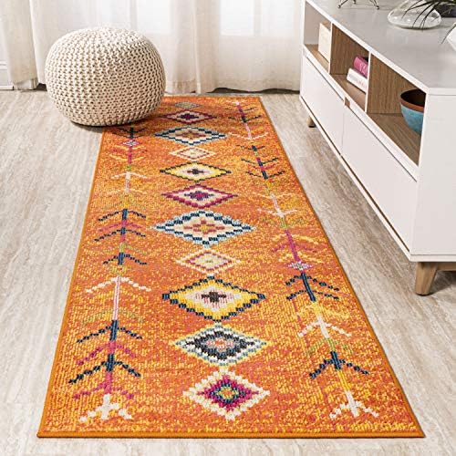 Tribal Love Geometric Indoor Runner Rug - 2x8 Orange Multi