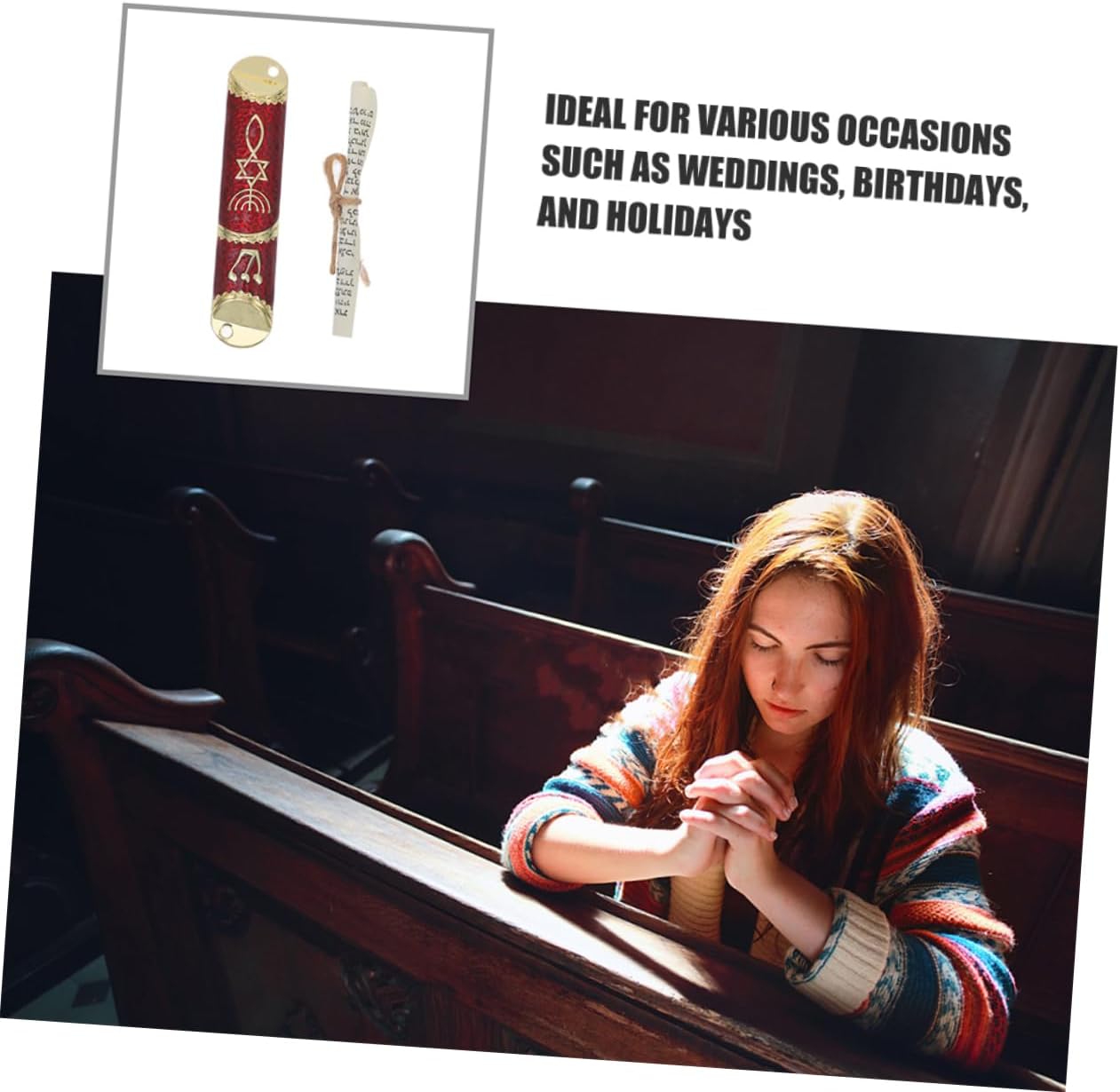 2 Sets Elegant Metal Mezuzah Case with Scroll