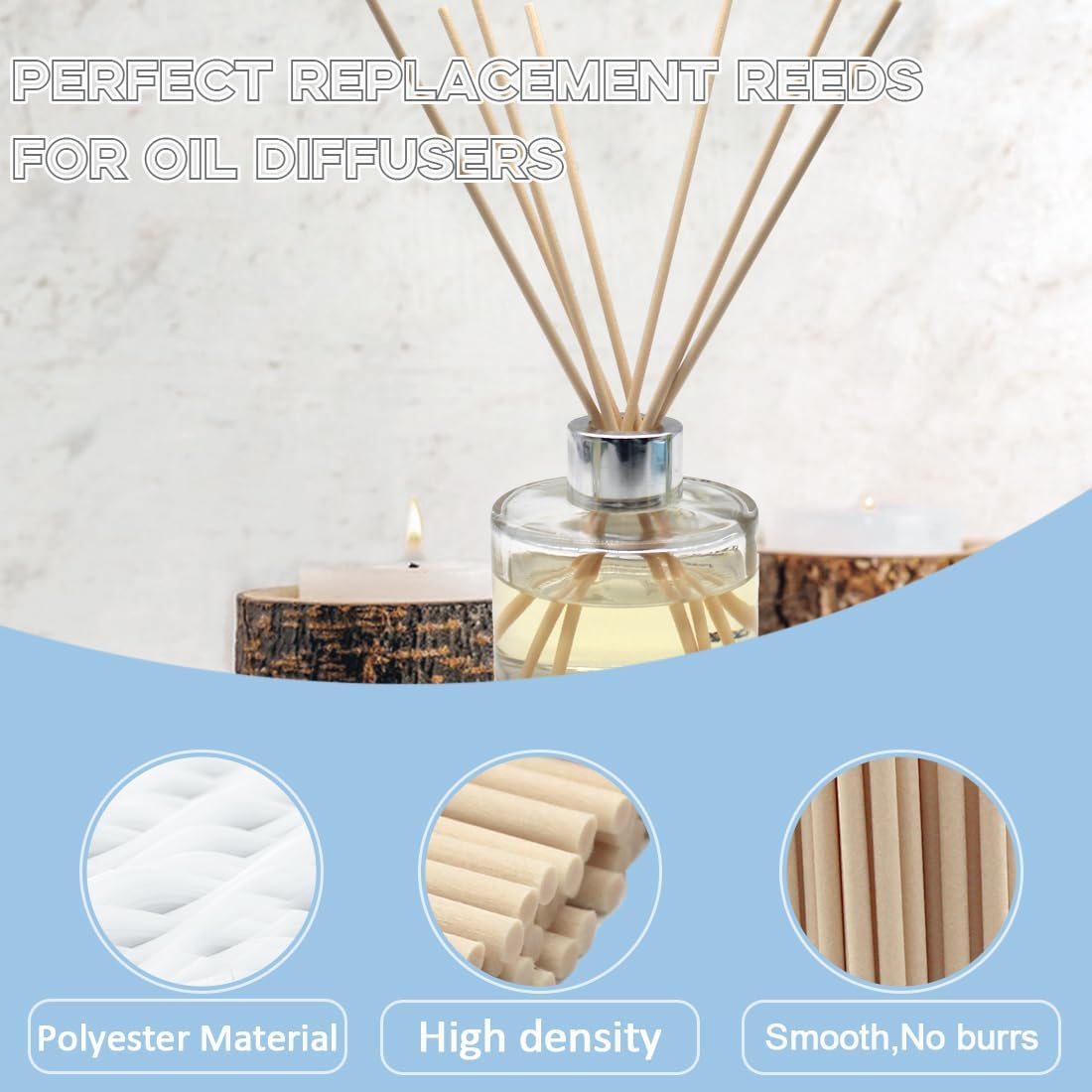 3mm Rattan Reed Diffuser Sticks - 100 Count Long-Lasting White