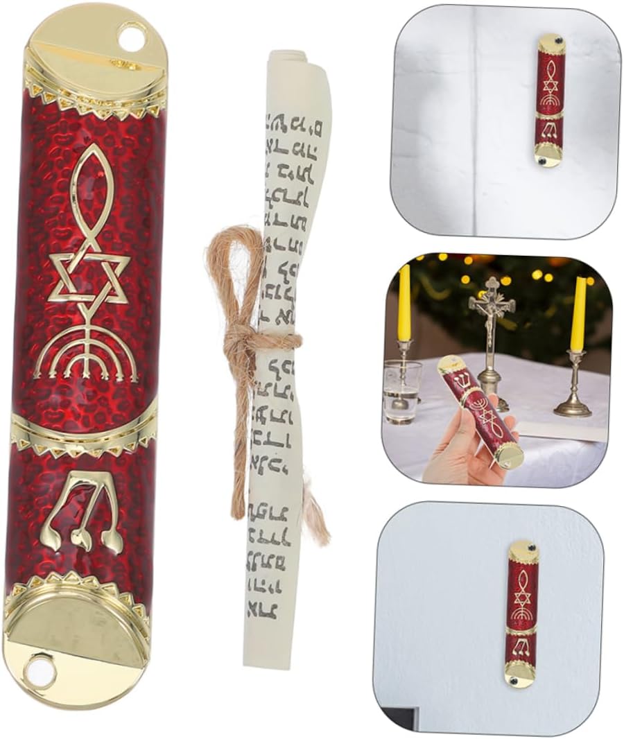2 Sets Elegant Jewish Mezuzah with Authentic Scroll and Unique Metal Design