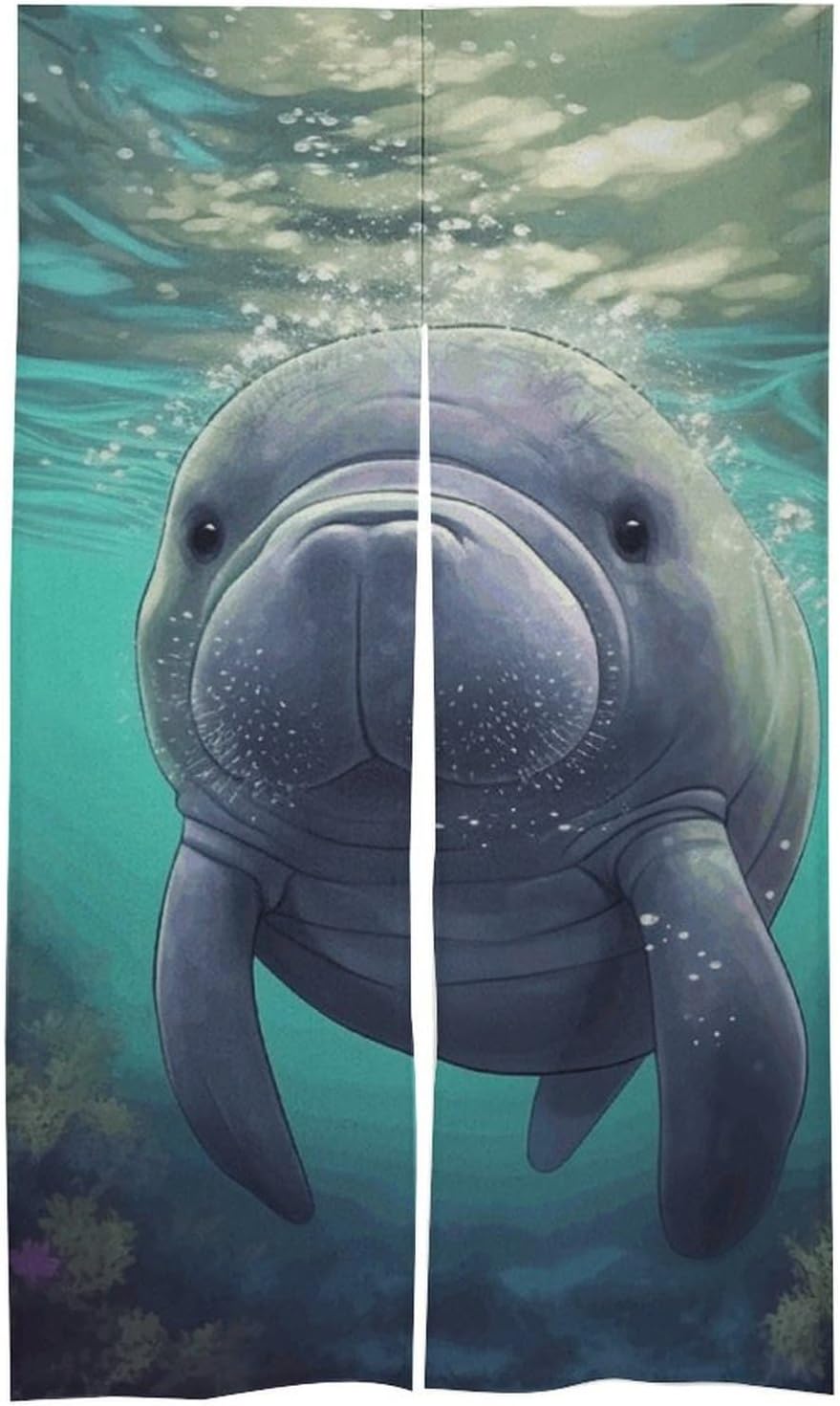 Cute Sea Animal Manatee Door Curtain Panel