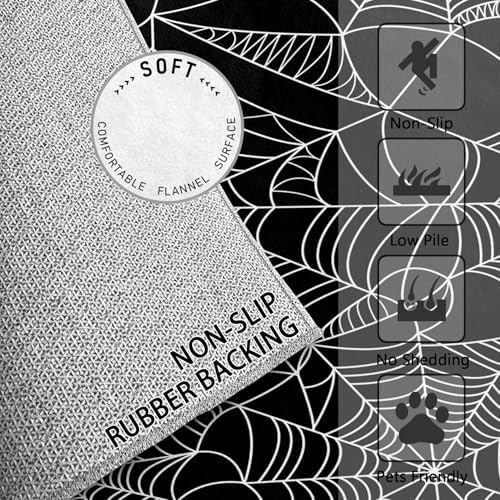 Gothic Spiderweb Area Rug - 3x4 Black and White Design