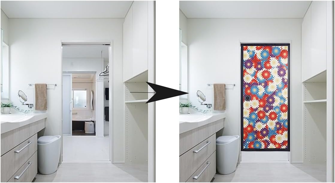 Noren Japanese Doorway Curtain with Fusuma Print Pattern3