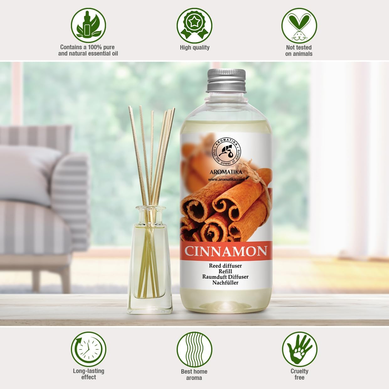 Cinnamon Reed Diffuser Refill 17 Oz Natural Essential Oil