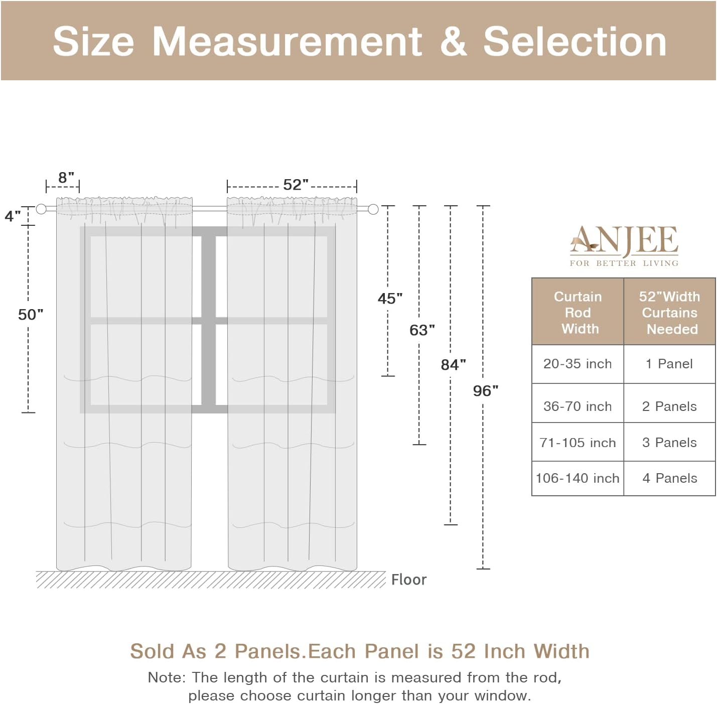 Anjee Rainbow Sheer Curtains 2 Panels 72 Inches Long