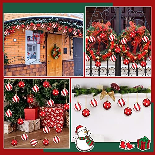 Jetec 12 Pcs Christmas Ball Ornaments Red White Shatterproof Decorations
