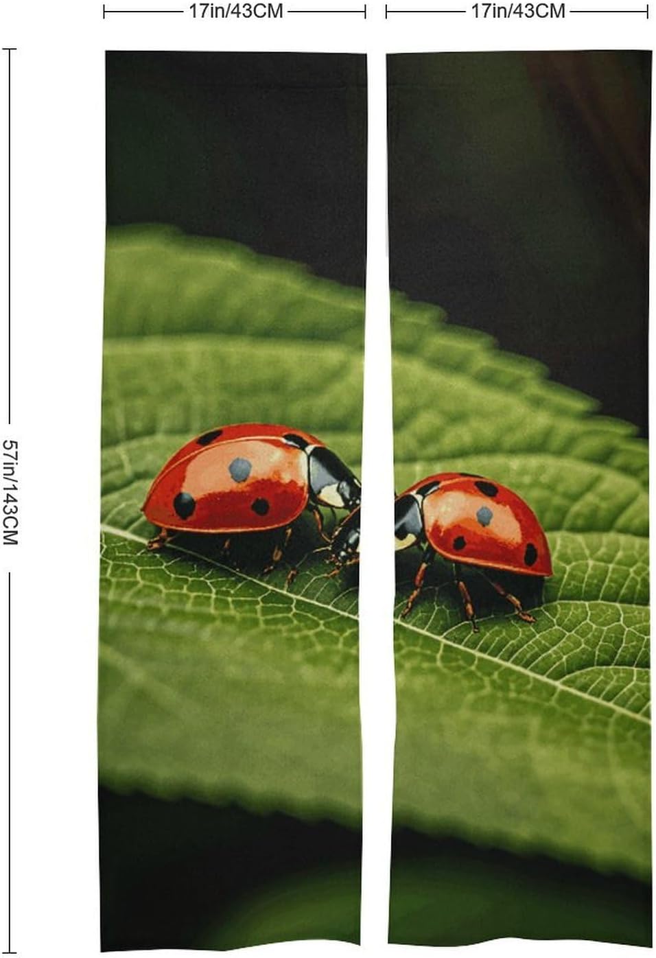 Leaves and Ladybug Door Cover Curtain 57x17 Inches