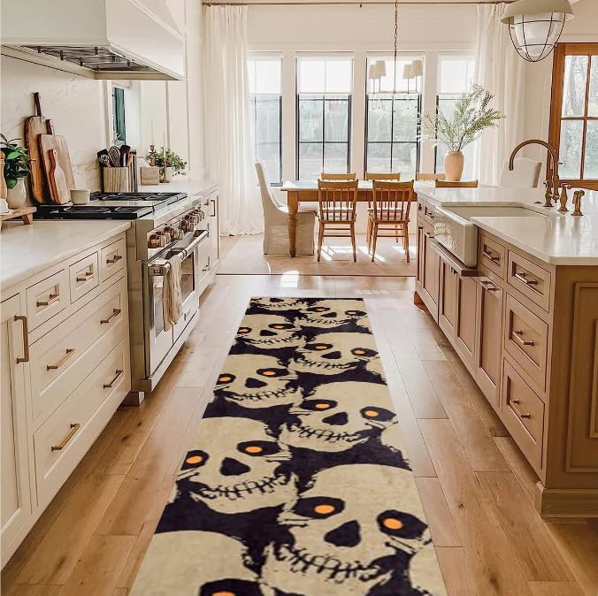Halloween Skull Runner Rug 26x7ft Entryway Carpet