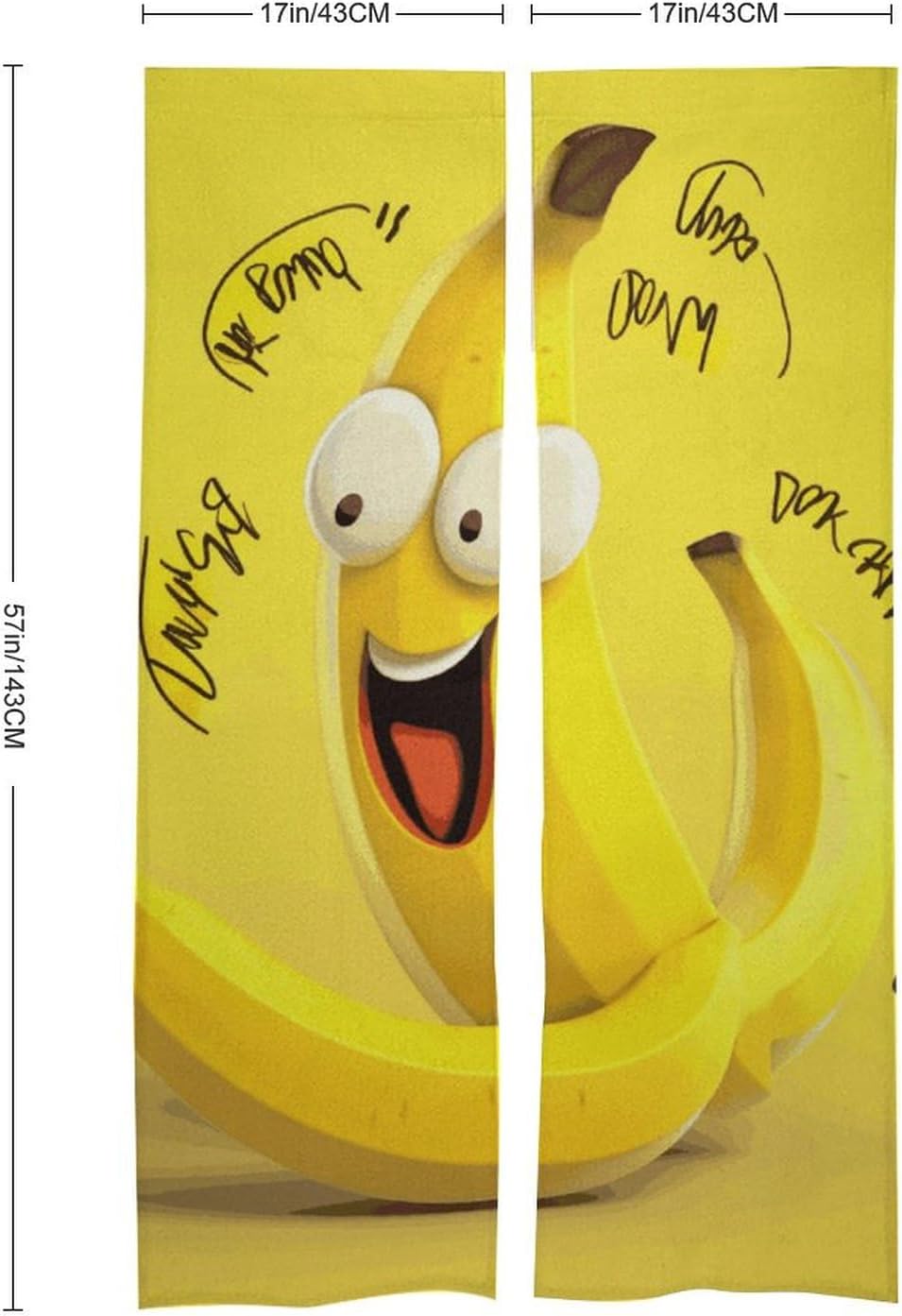 Yellow Banana Door Curtain Panel 17x57 Inch Split Door Divider
