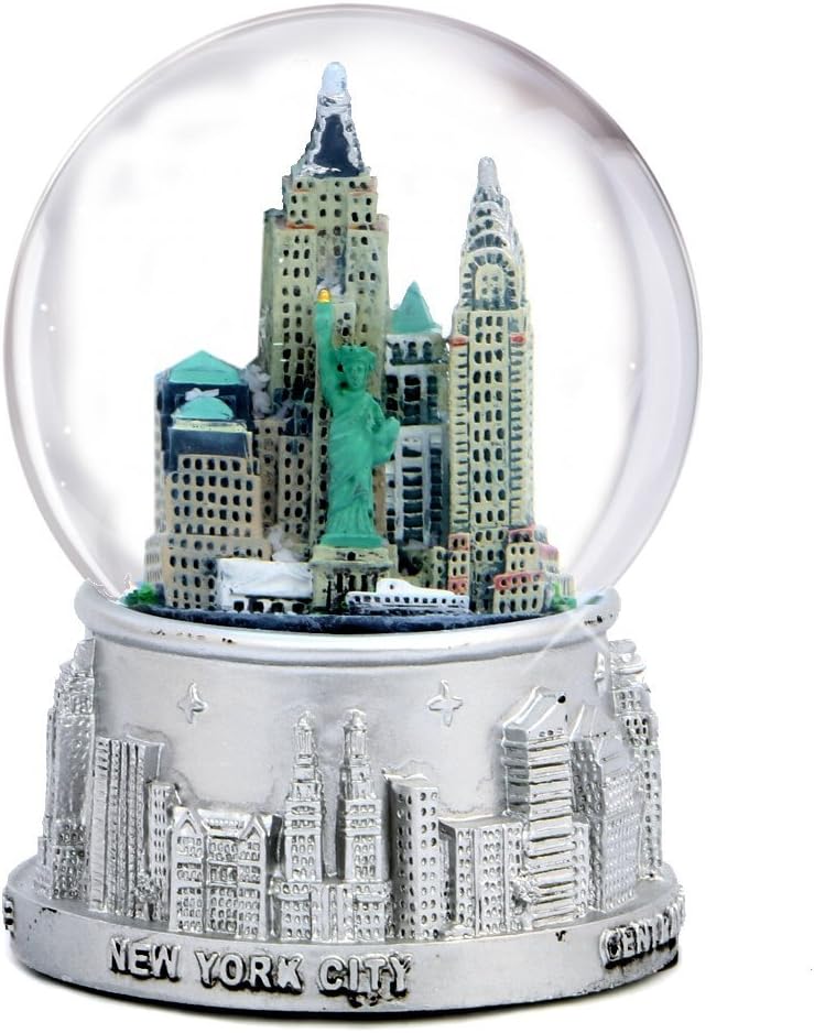 New York City Silver Snow Globe 35 Inches Tall