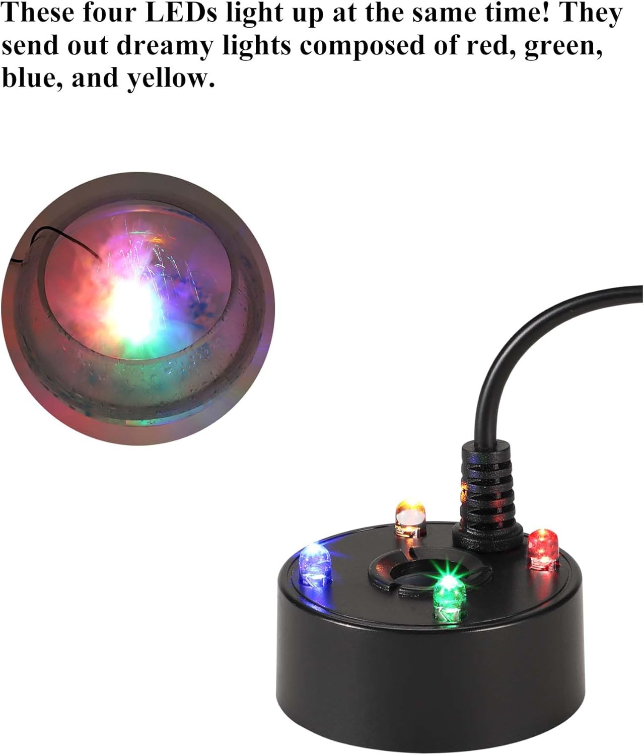 Alizzy USB Plug 4 LED Mist Maker with Splash Guard