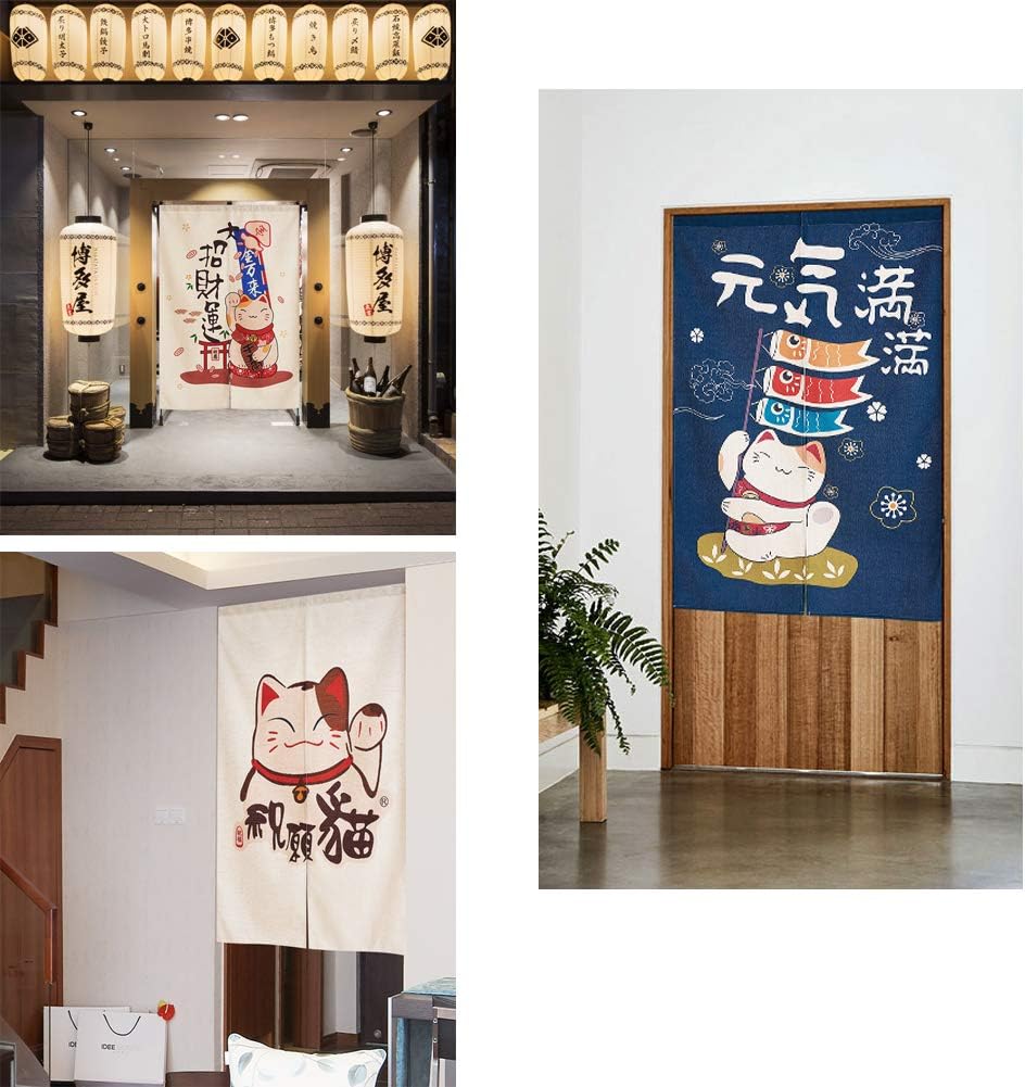 Custom Noren Doorway Curtain Tapestry with Tension Rod