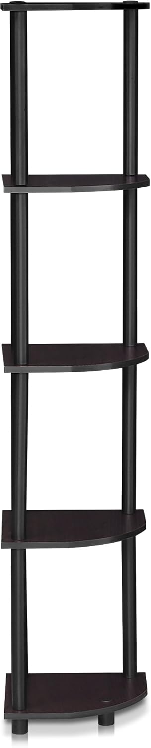 Furinno Turn-N-Tube 5 Tier Corner Shelf Dark Walnut