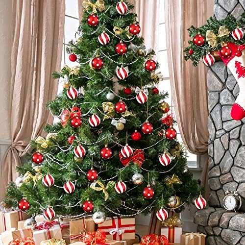 Jetec 12 Pcs Christmas Ball Ornaments Red White Shatterproof Decorations