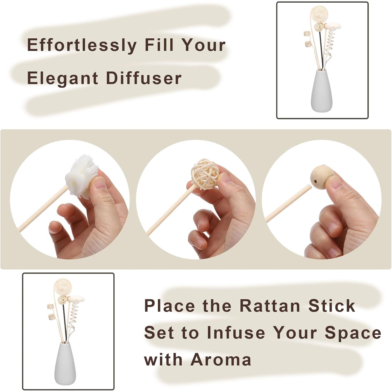 Uxcell 43Pcs Reed Diffuser Sticks Set Black