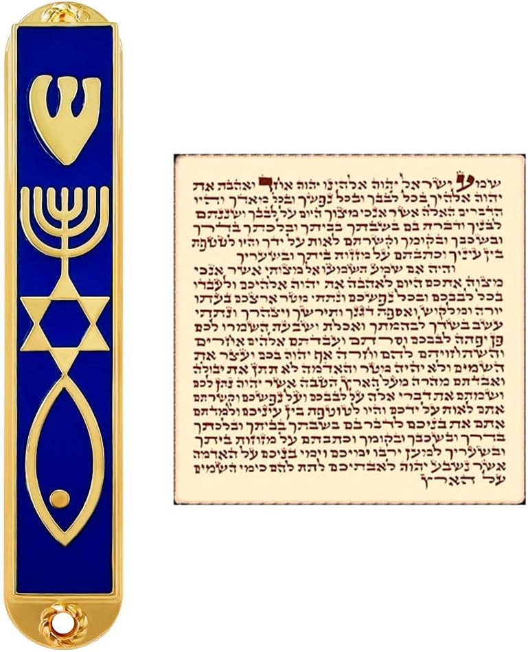 Protection Mezuzah Case with Scroll Blue