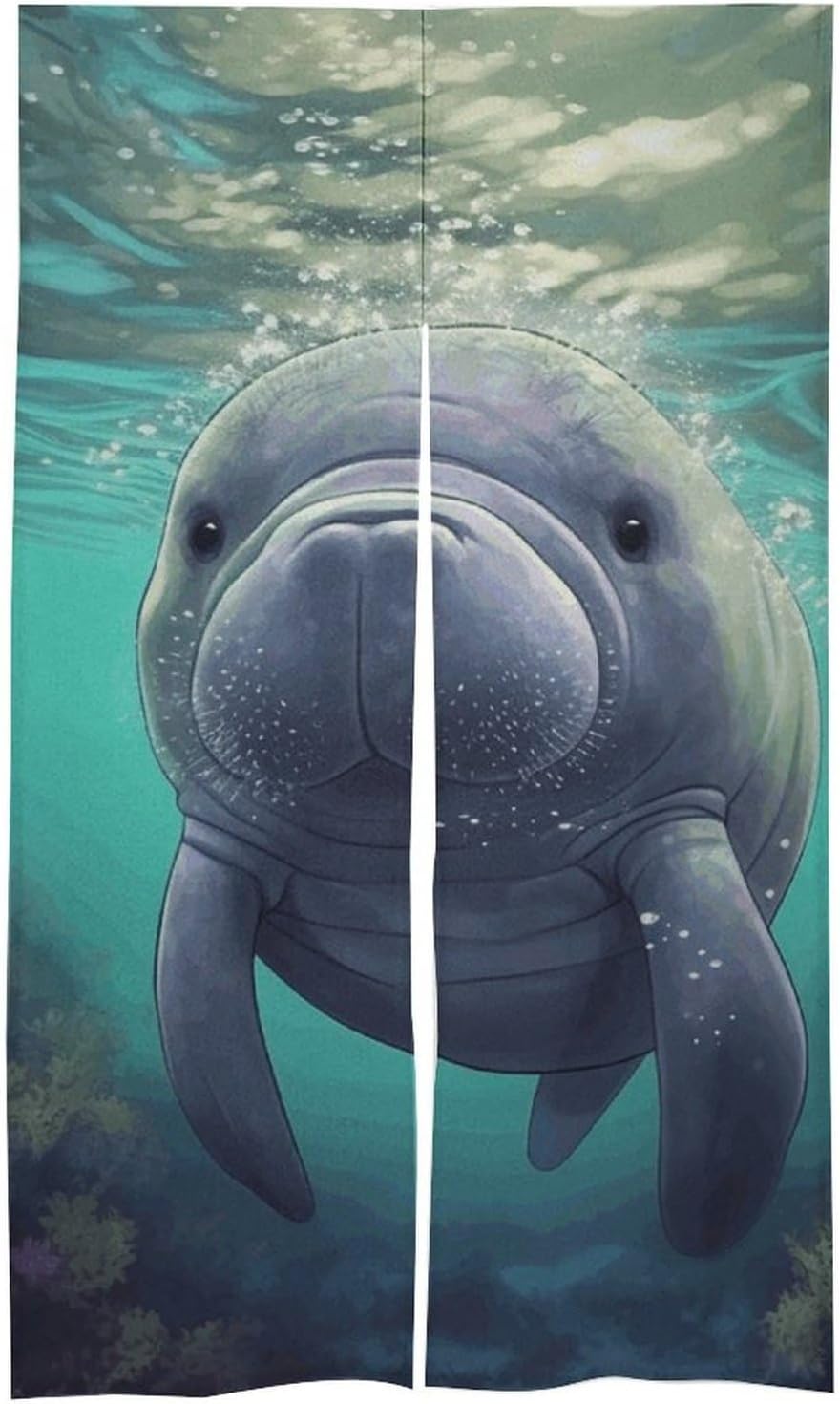 Cute Sea Animal Manatee Door Cover Curtain 57x17 Inches