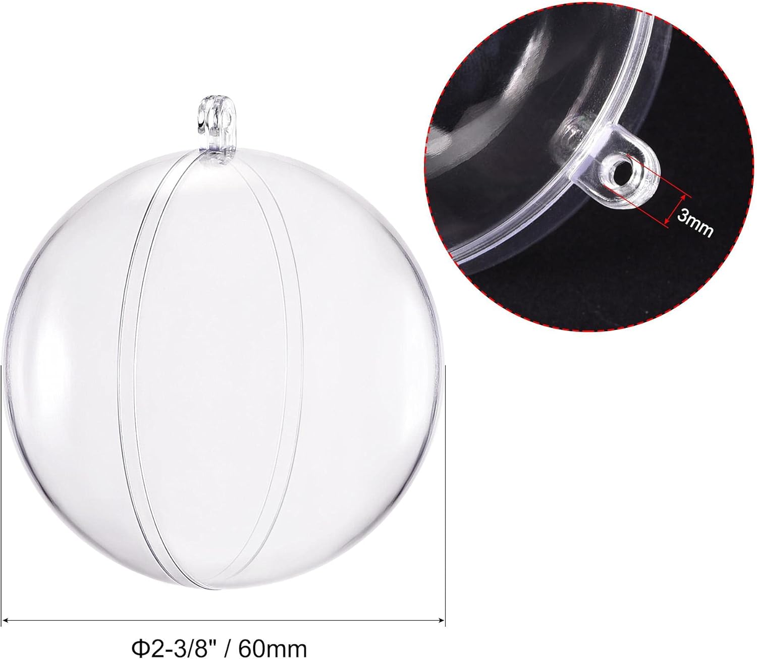 Uxcell 6pcs 2 38 Inch Clear Plastic Ornaments Ball