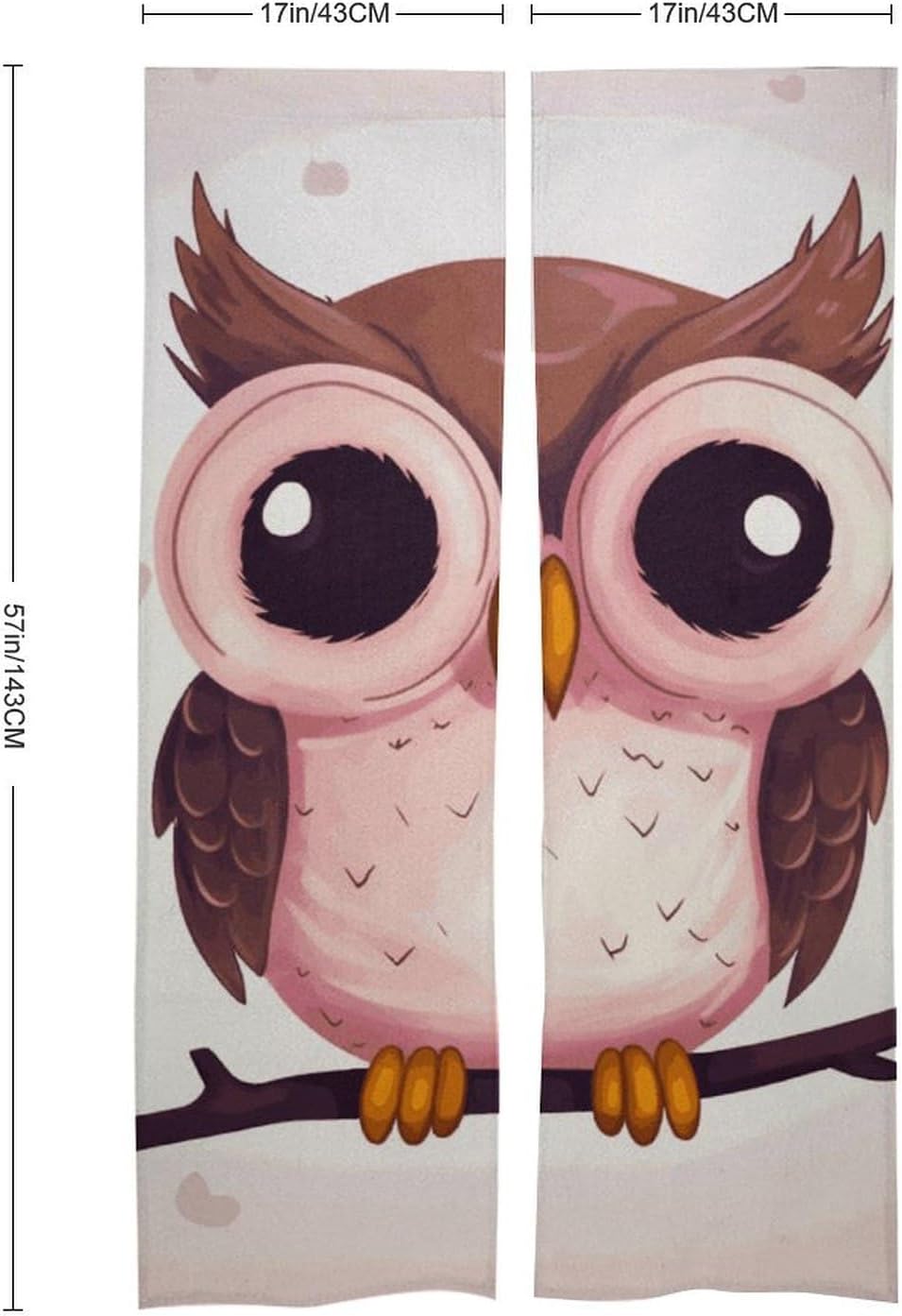 Cute Owl Door Curtain Panel 17x57 Inch Split Door Divider