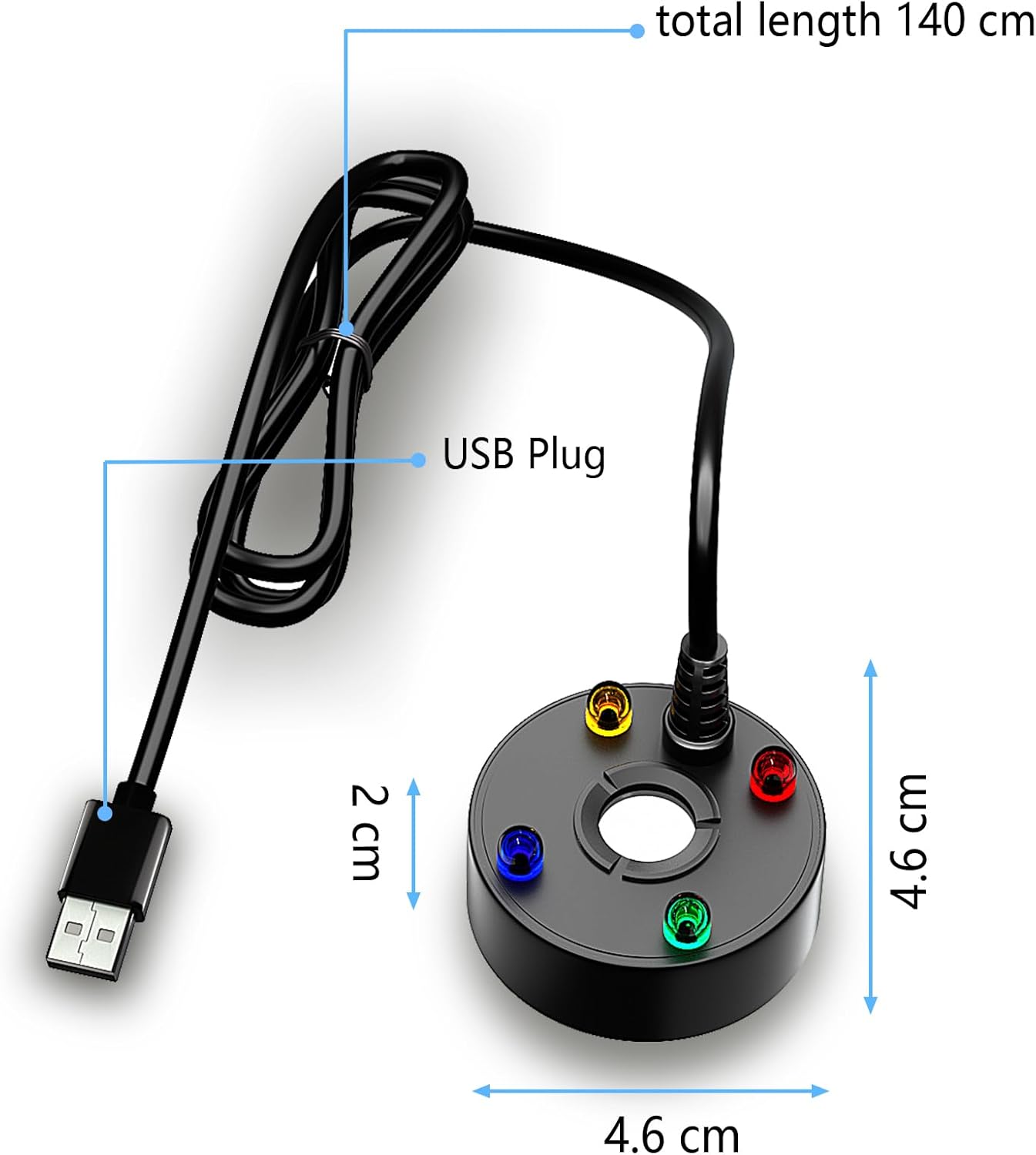 Alizzy USB Plug 4 LED Mist Maker with Splash Guard