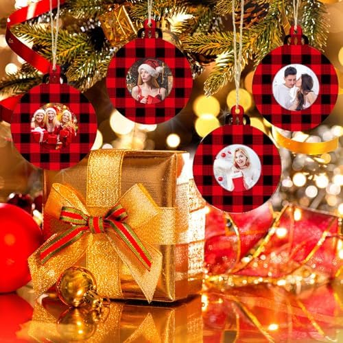 Jetec 12 Pcs Wooden Christmas Photo Frame Ornaments Red Black