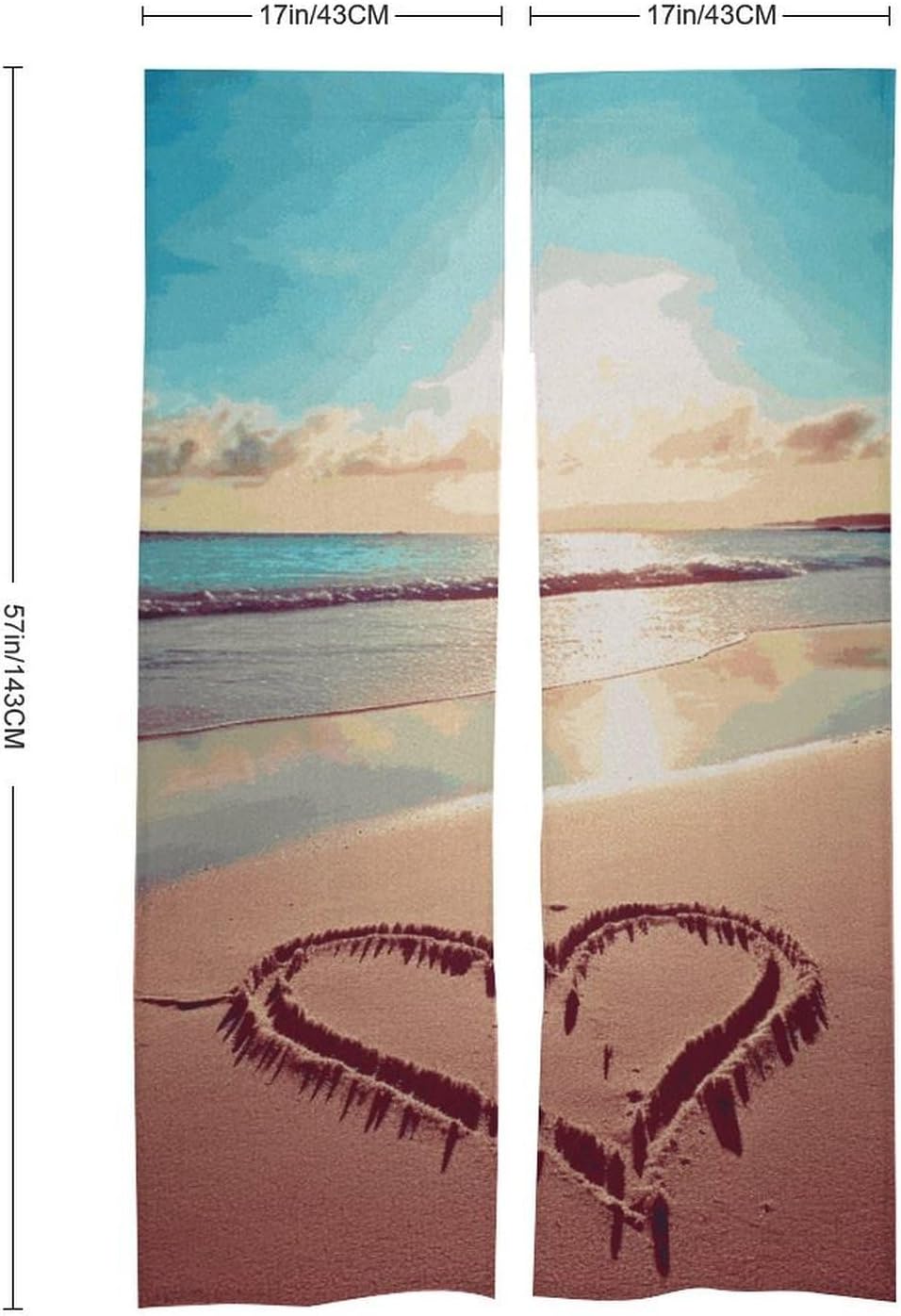 Love Beach Door Cover Curtain 57x17 Inches