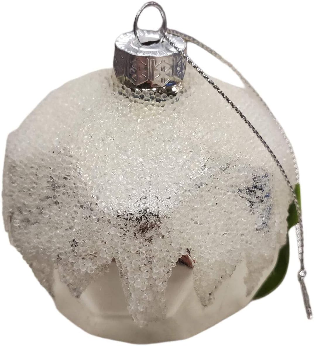 Ashland Silver Snowy Glass Ball Christmas Ornament