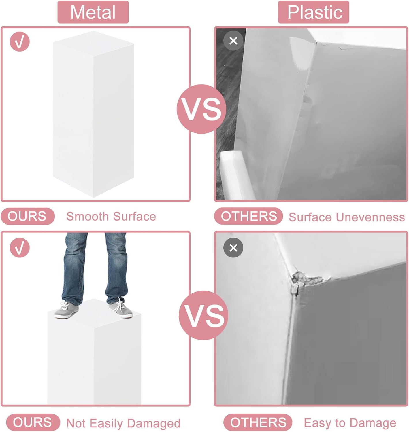 Premium White Square Pedestal Stands Set of 5