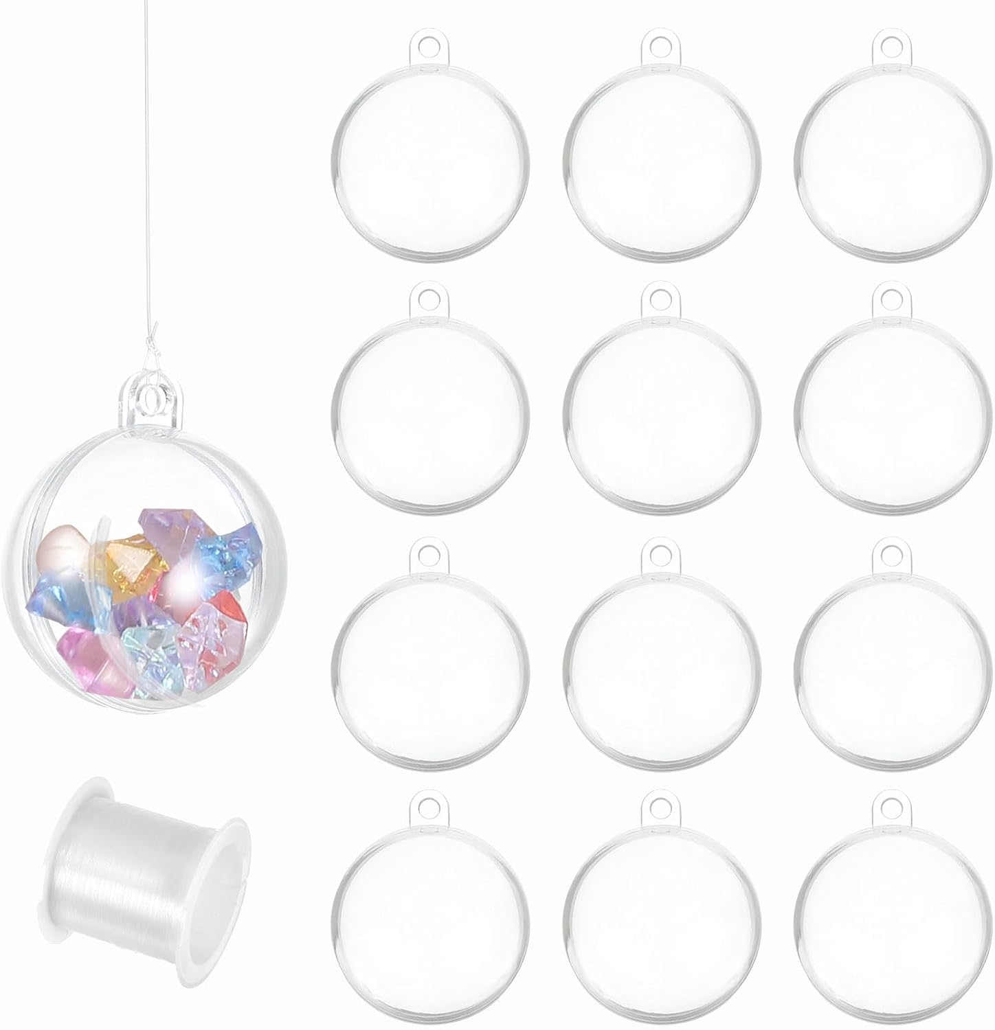 MECCANIXITY 16 Inch Clear Ornament Ball with Wire 12pcs