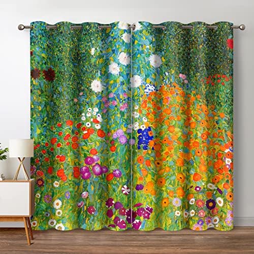 Jekeno Blackout Curtains with Flower Design 2 Panel Set